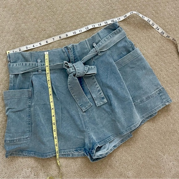 SWEET GENERIS Women’s PLUS Blue Cotton Denim Belted Jean‎ Shorts-Sizes 1X,2X,&3X - Picture 5 of 10
